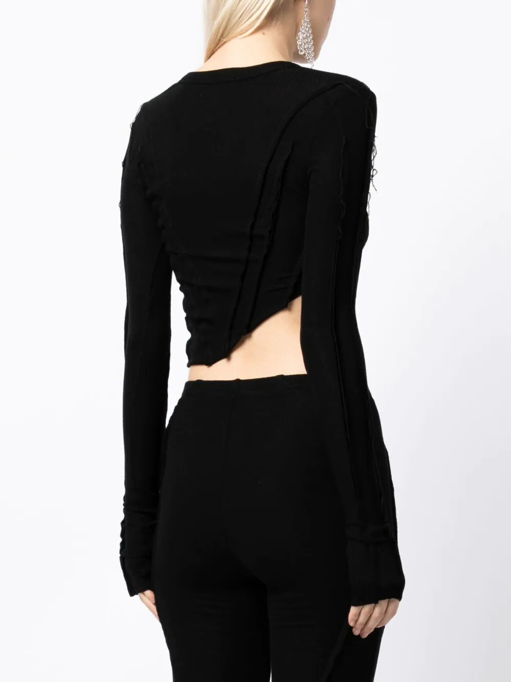 SAMI MIRO VINTAGE Asymmetric Long Sleeve T-Shirt Black