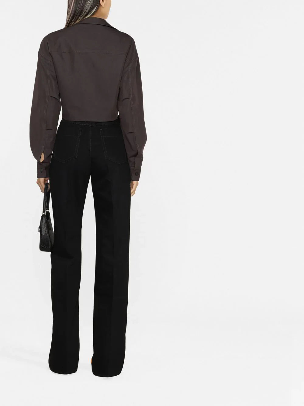 OFF-WHITE WOMEN Twist Crop Cargo Shirt Dark Grey