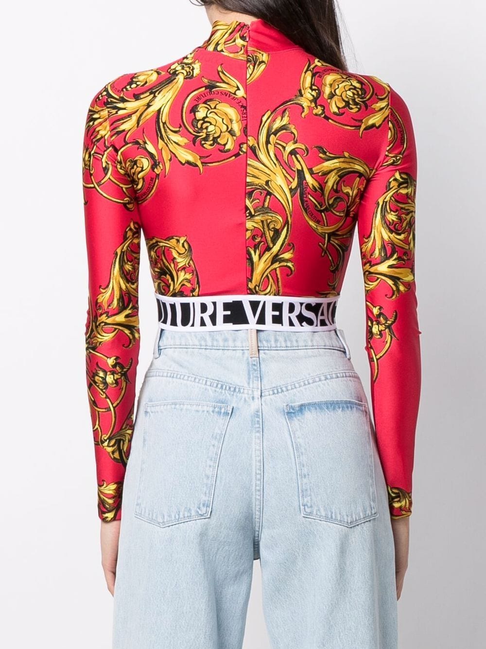 VERSACE WOMEN Baroque Print Cropped Top Red