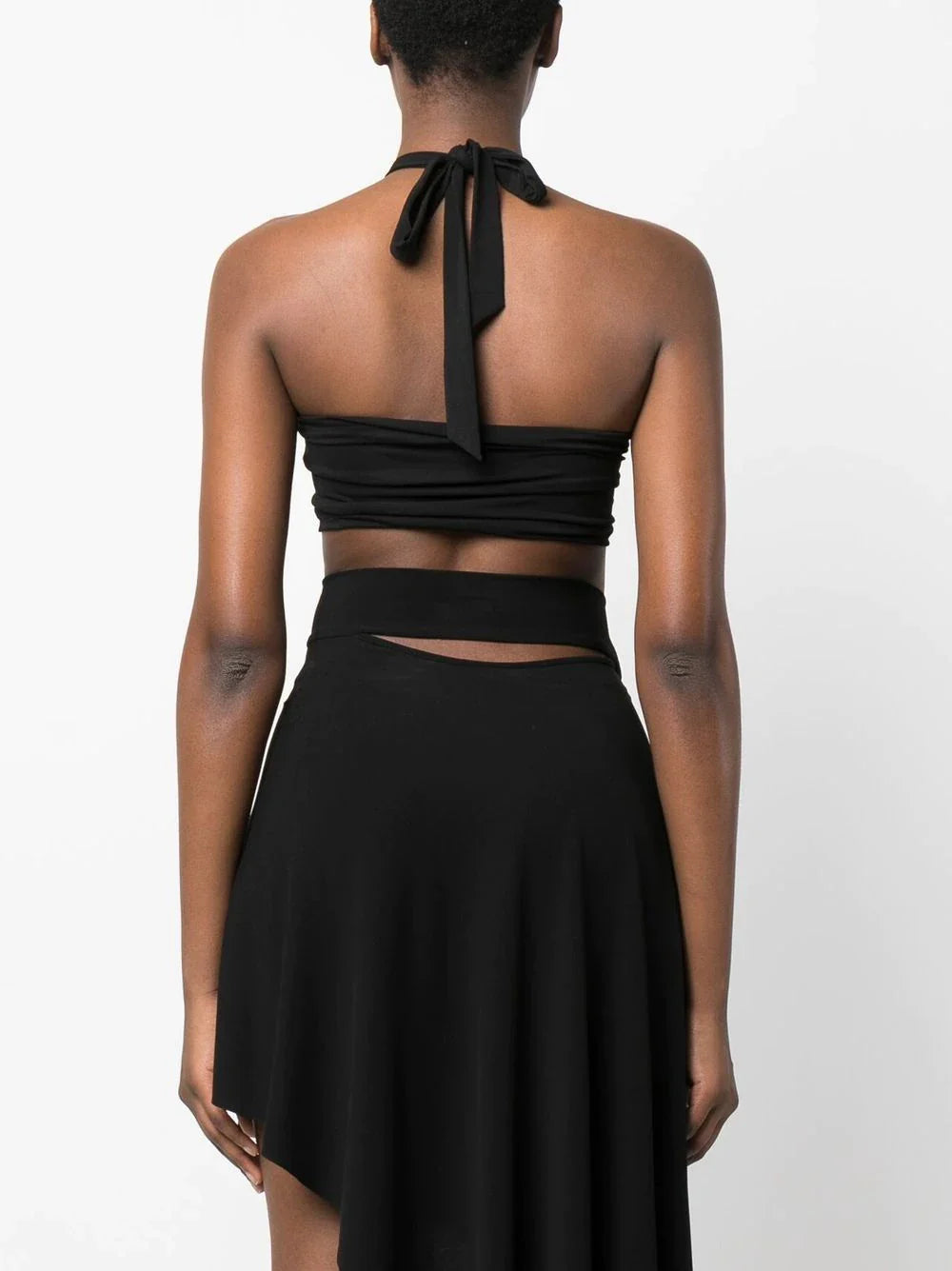 ALEXANDRE VAUTHIER WOMEN Embellished-ring Halterneck Crop Top Black