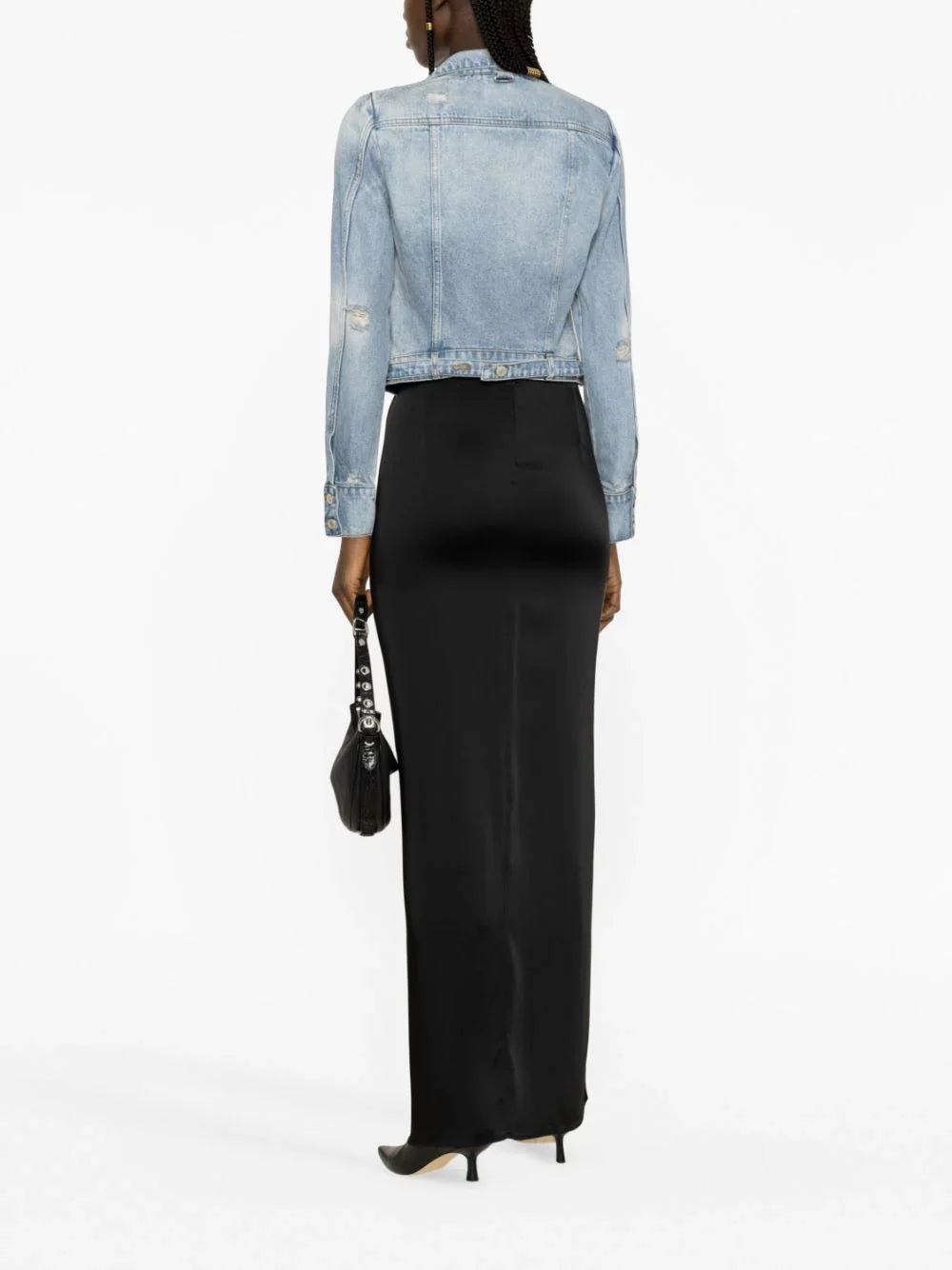 COURREGES WOMEN Zipped Up Denim Jacket Light Blue hi