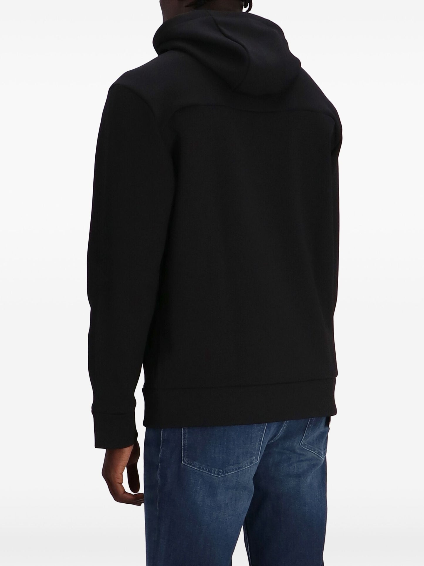 BOSS Logo Drawstring Tape Embellished Zip Hoodie Black