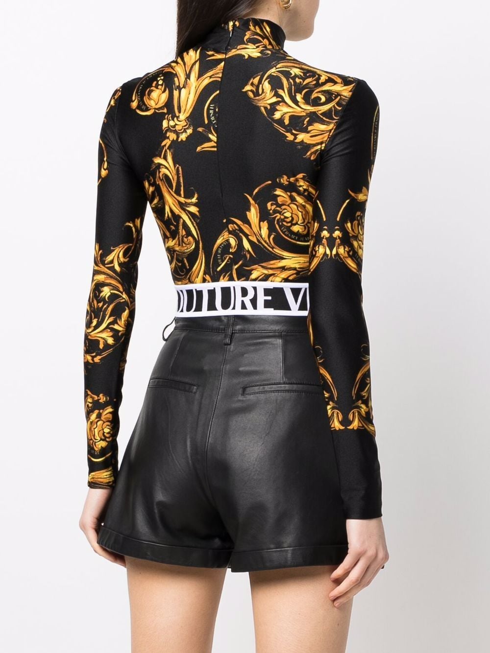 VERSACE WOMEN Baroque Print Cropped Top Black