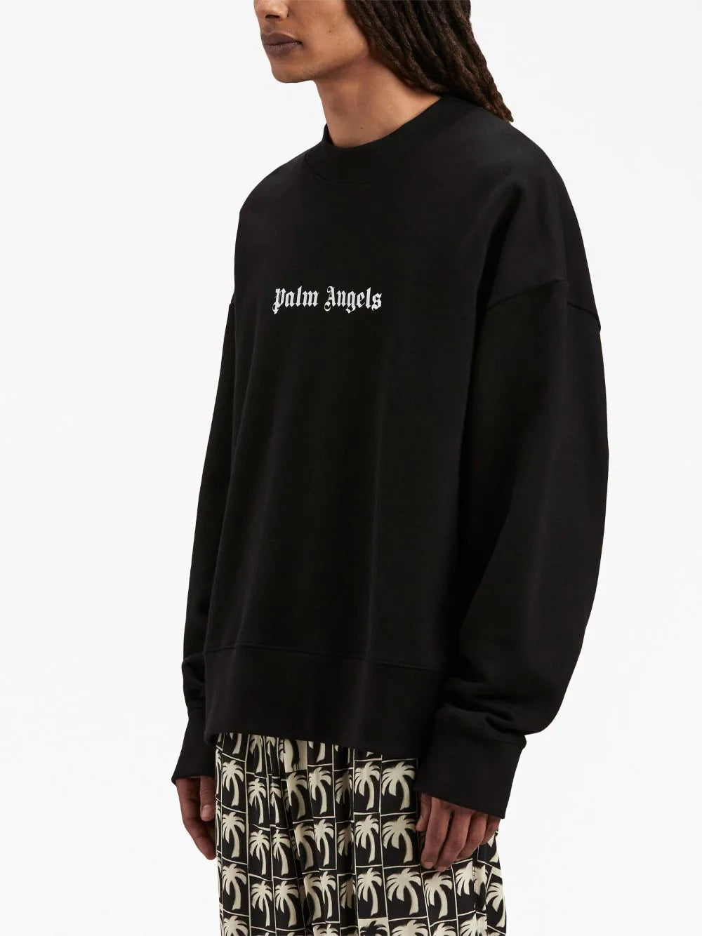 PALM ANGELS Logo Print Crewneck Black/White