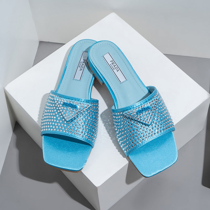 Prada Crystal-Embellished Slides