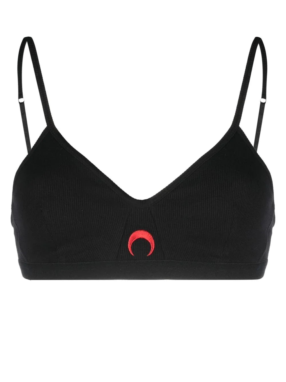 MARINE SERRE WOMEN Organic Cotton Ribbed Bra Black