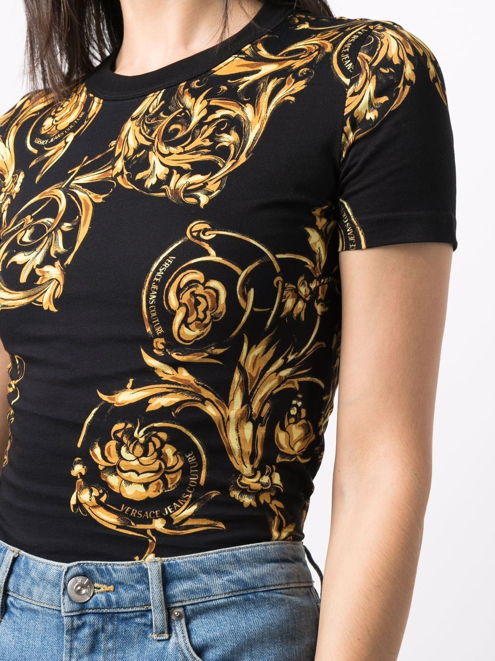 VERSACE Baroque Print T-Shirt Black