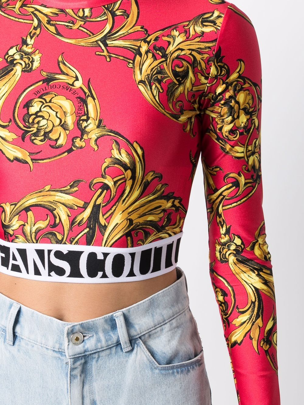 VERSACE WOMEN Baroque Print Cropped Top Red