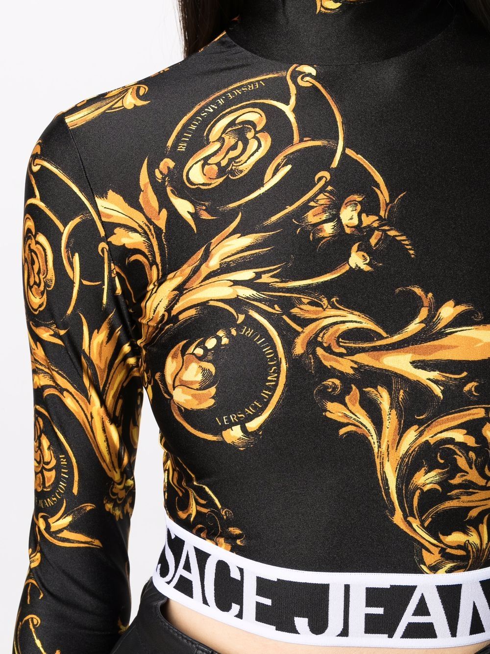 VERSACE WOMEN Baroque Print Cropped Top Black