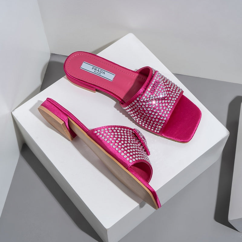 Prada Crystal-Embellished Slides