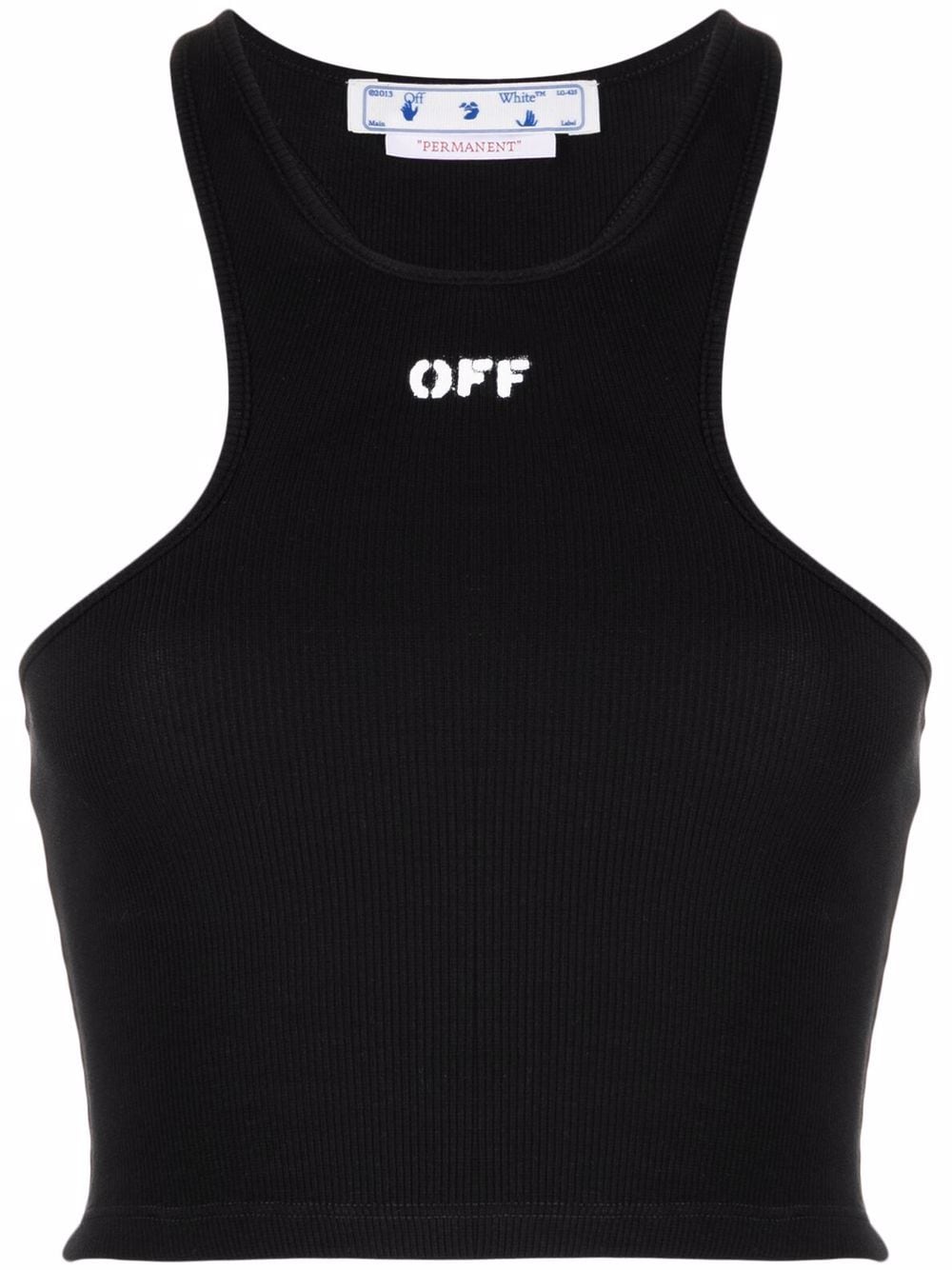 OFF-WHITE WOMEN Off-Stamp Ribbed Crop Top Black/White