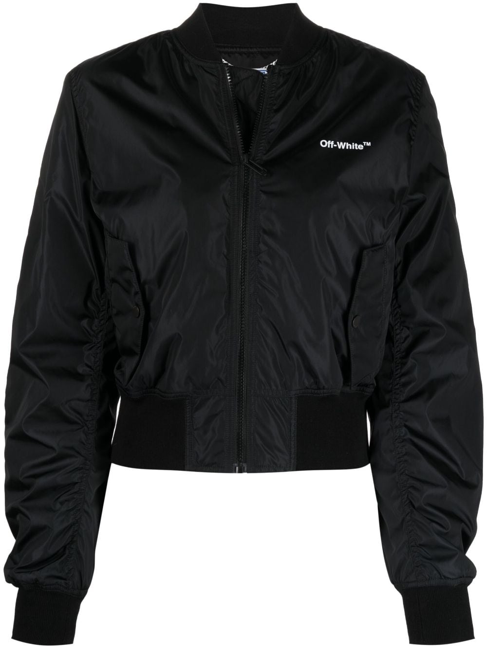 OFF-WHITE WOMEN Diag-print Bomber Jacket Black/White