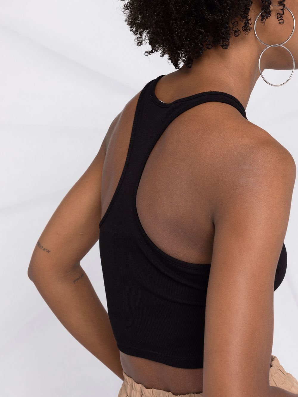 OFF-WHITE WOMEN Off-Stamp Ribbed Crop Top Black/White