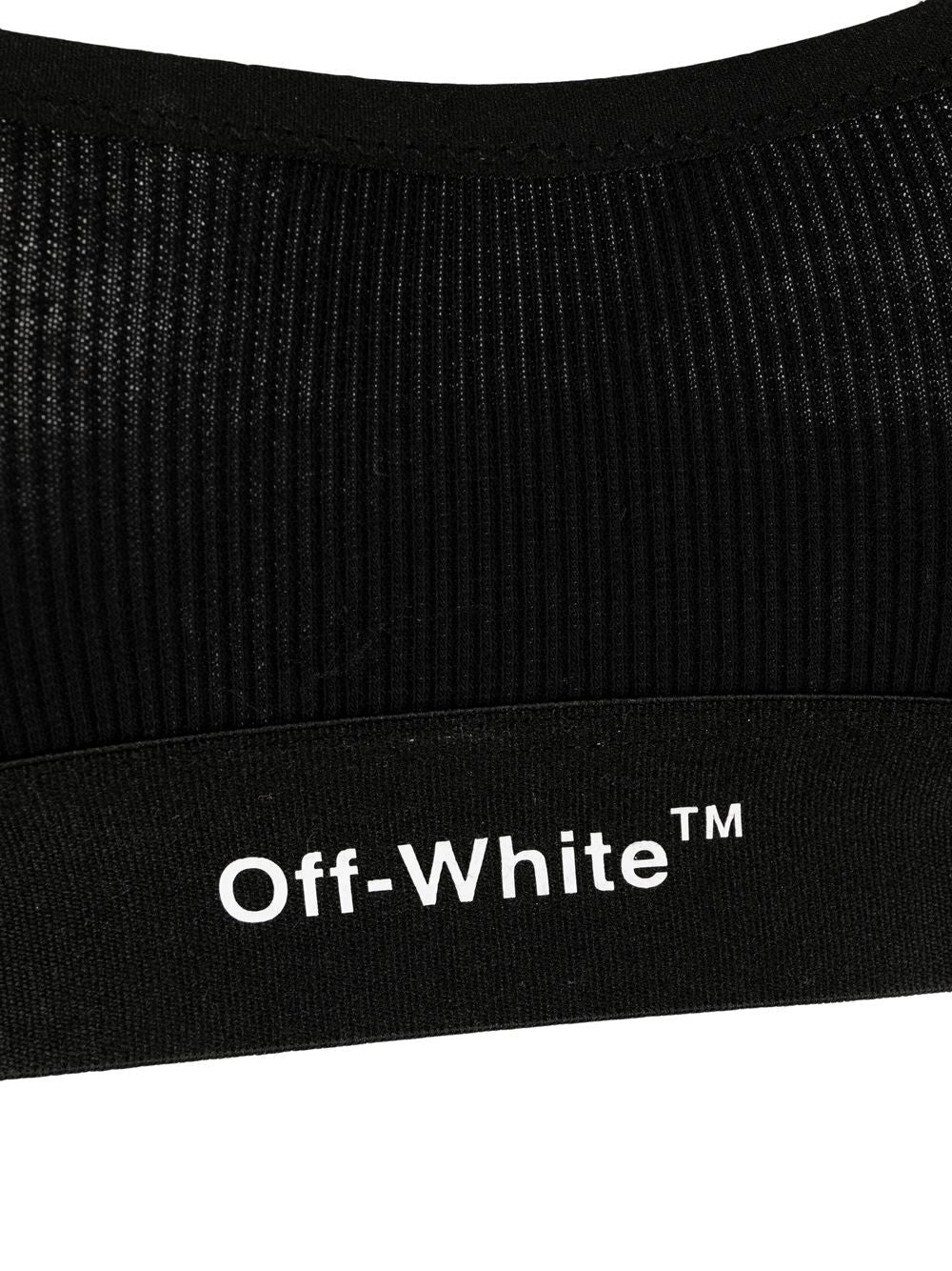 OFF-WHITE WOMEN Helvetica Logo Ribbed Bralette Black/White