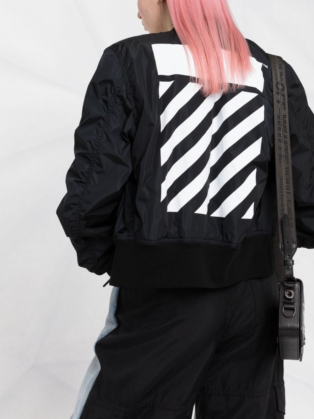 OFF-WHITE WOMEN Diag-print Bomber Jacket Black/White