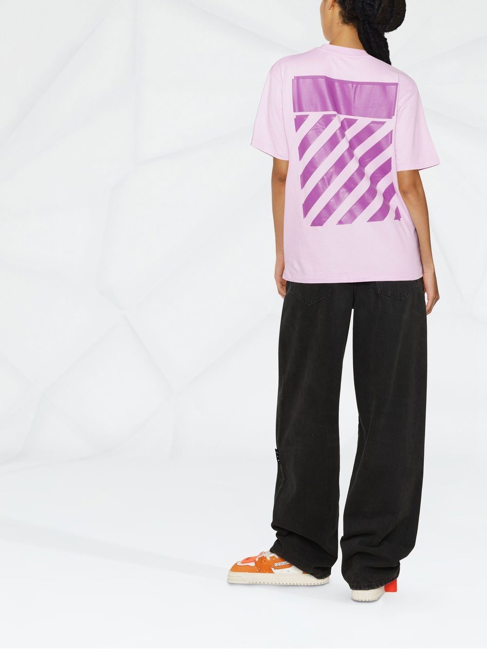 OFF-WHITE WOMEN Diag-print Short-sleeved T-shirt Lilac Fuchsia