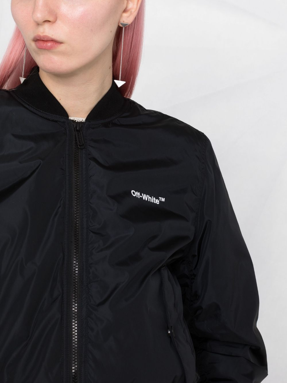OFF-WHITE WOMEN Diag-print Bomber Jacket Black/White
