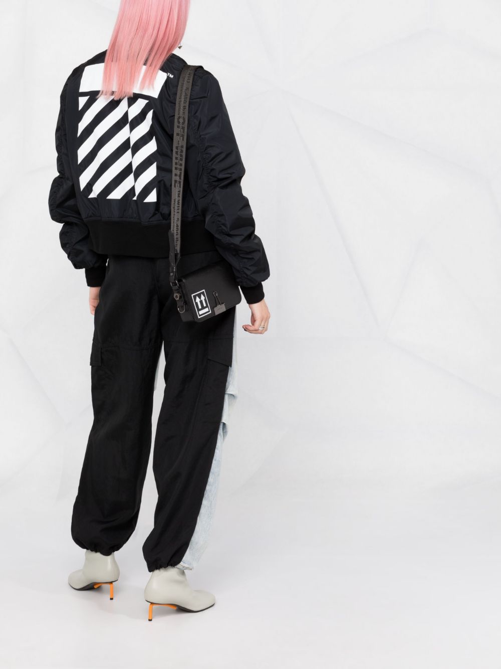 OFF-WHITE WOMEN Diag-print Bomber Jacket Black/White