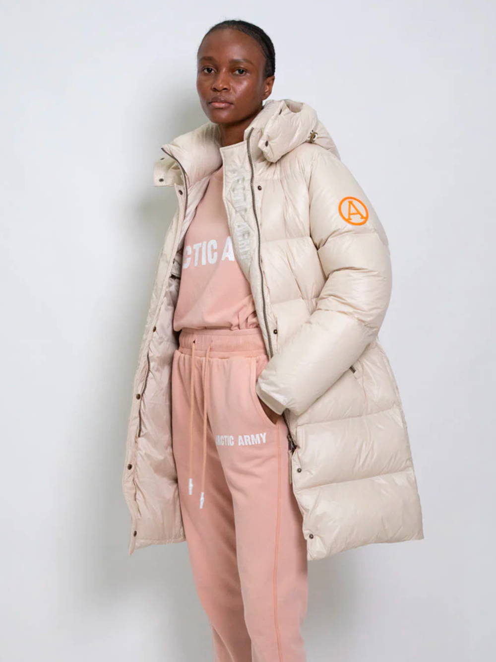 ARCTIC ARMY WOMEN Mid Length Puffer Chalk
