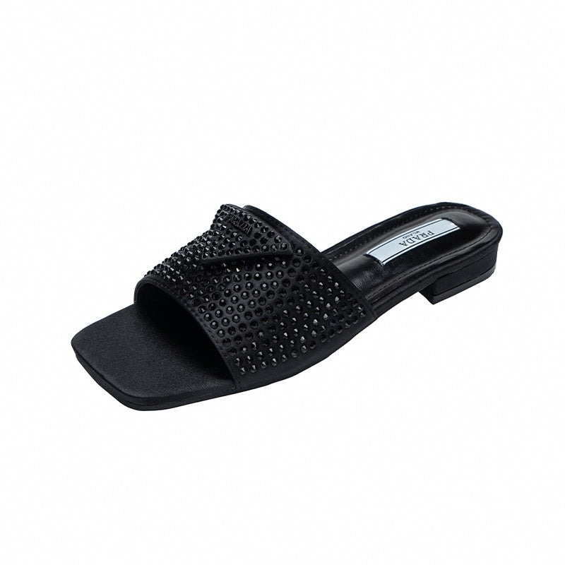 Prada Crystal-Embellished Slides