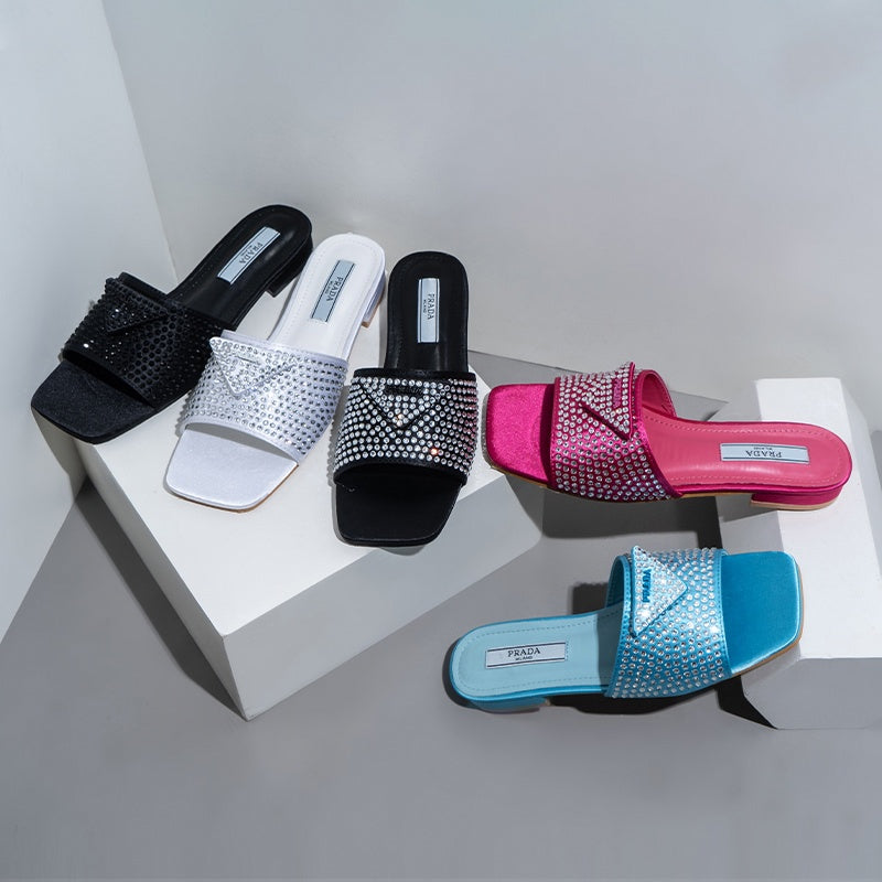 Prada Crystal-Embellished Slides