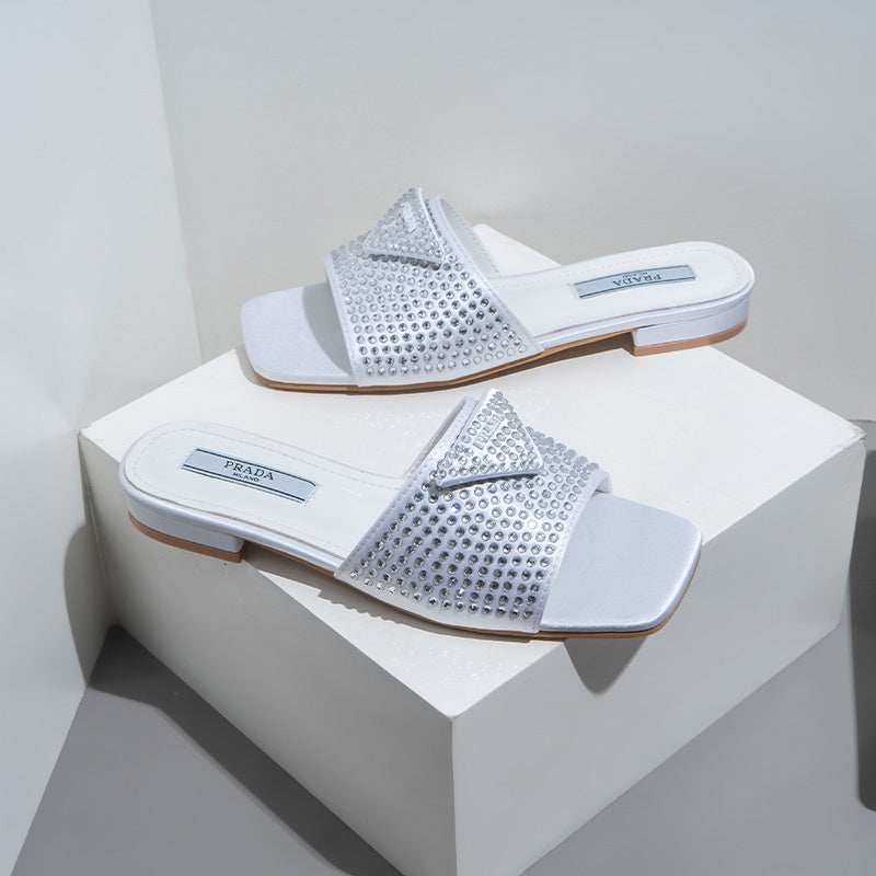 Prada Crystal-Embellished Slides