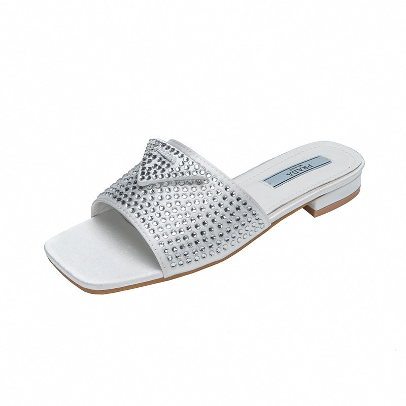 Prada Crystal-Embellished Slides