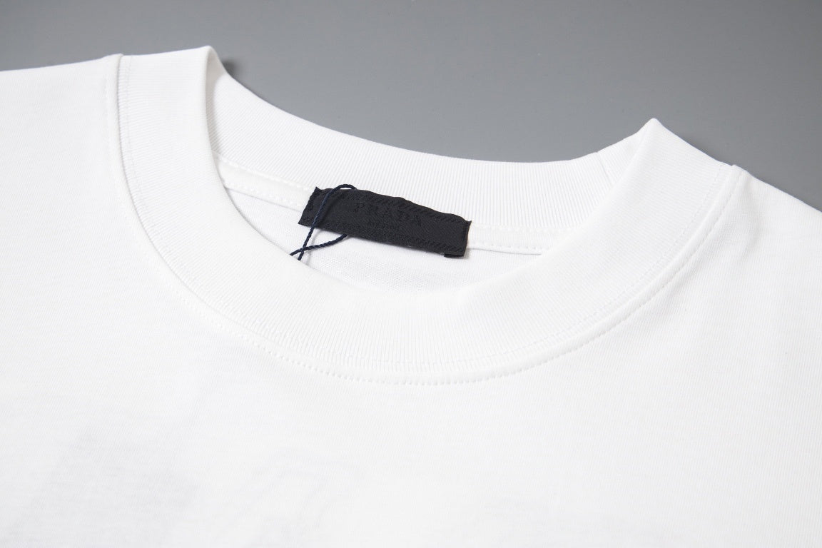 Prada Milano T-Shirt with Red Embroidered Logo