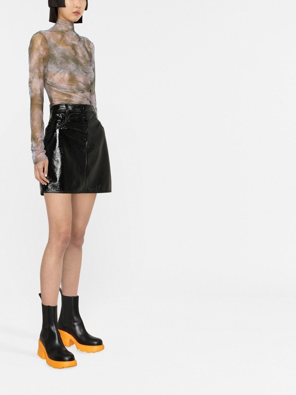 OFF-WHITE WOMEN Sheer Top Military
