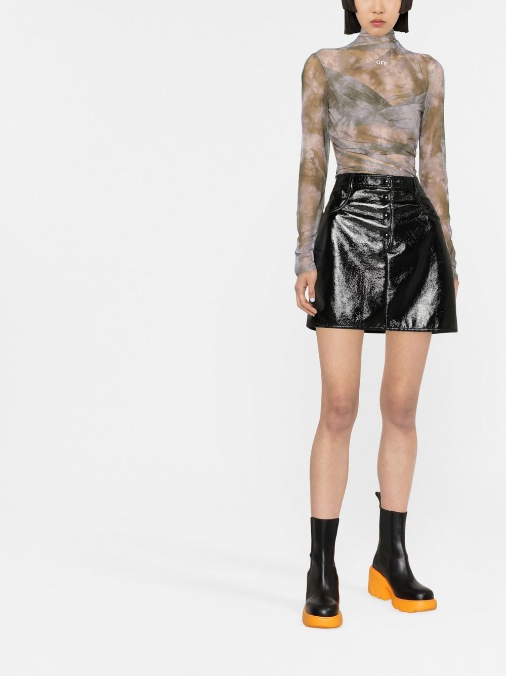 OFF-WHITE WOMEN Sheer Top Military
