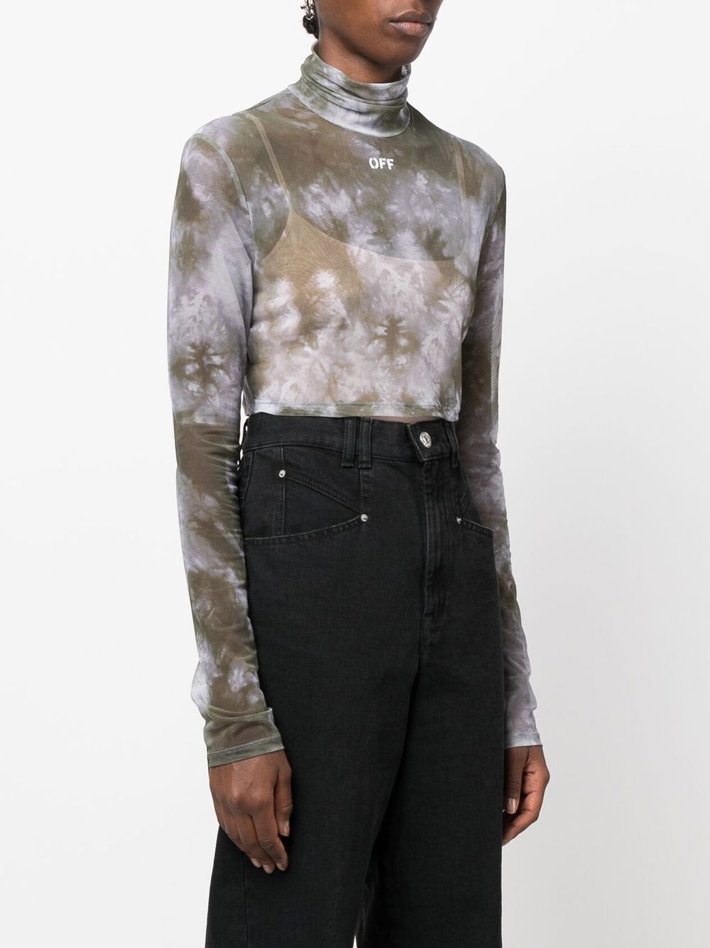 OFF-WHITE WOMEN Tie Dye Crop Top Military/Lilac