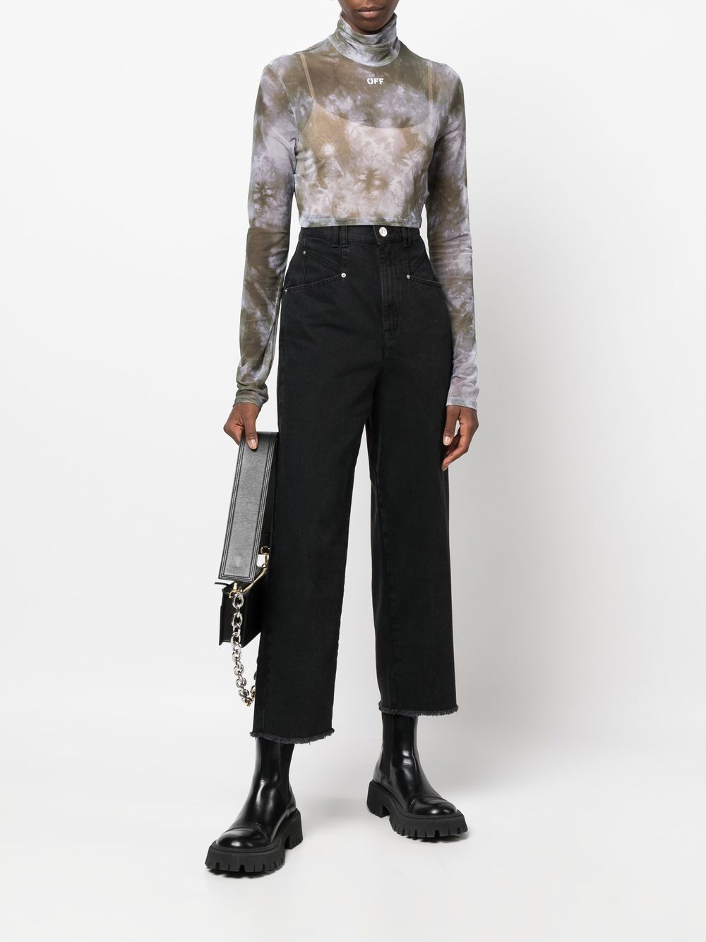 OFF-WHITE WOMEN Tie Dye Crop Top Military/Lilac