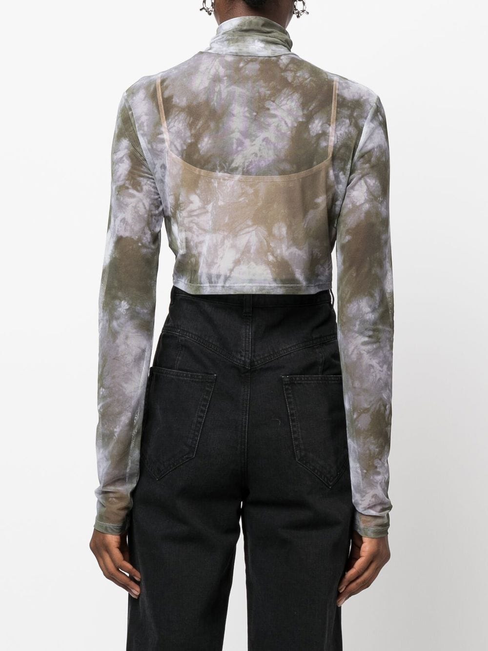 OFF-WHITE WOMEN Tie Dye Crop Top Military/Lilac