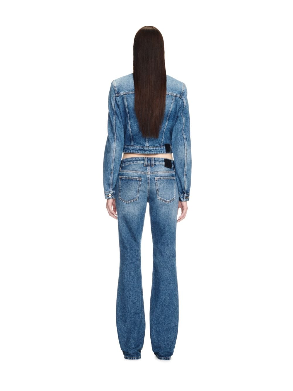 OFF-WHITE WOMEN Cargo Crop Denim Jacket Blue
