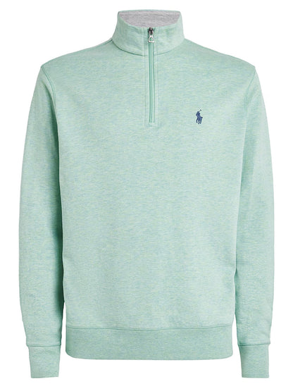 RALPH LAUREN Logo Embroidered Cotton Quarter Zip Sweatshirt Green
