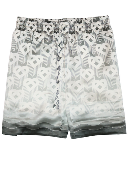 CASABLANCA Heart Monogram Silk Drawstring Shorts Grey
