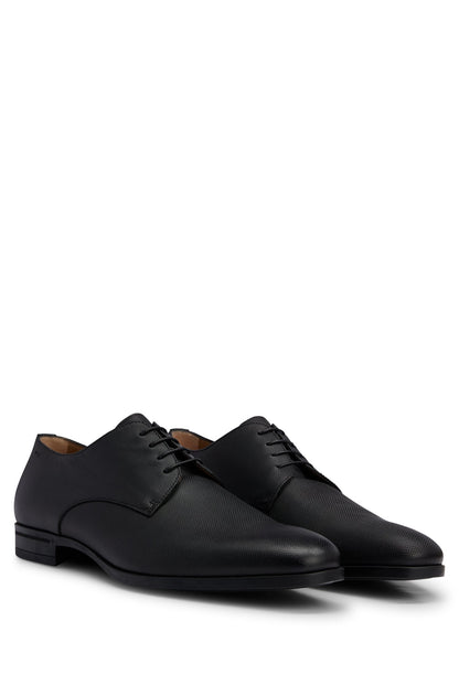 BOSS Embossed Leather Derby Shoes Black