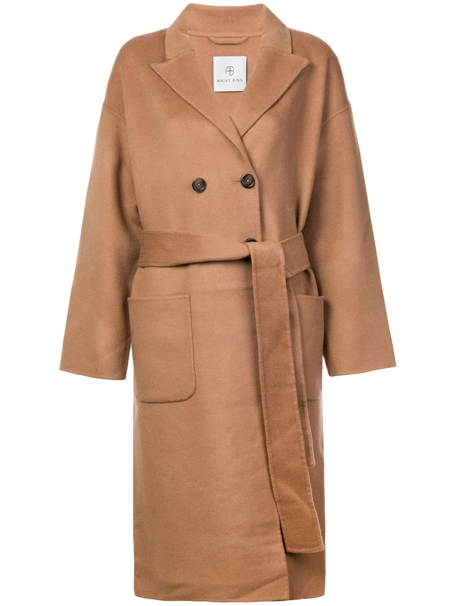 ANINE BING WOMEN Dylan Belted Double-breasted Coat Brown