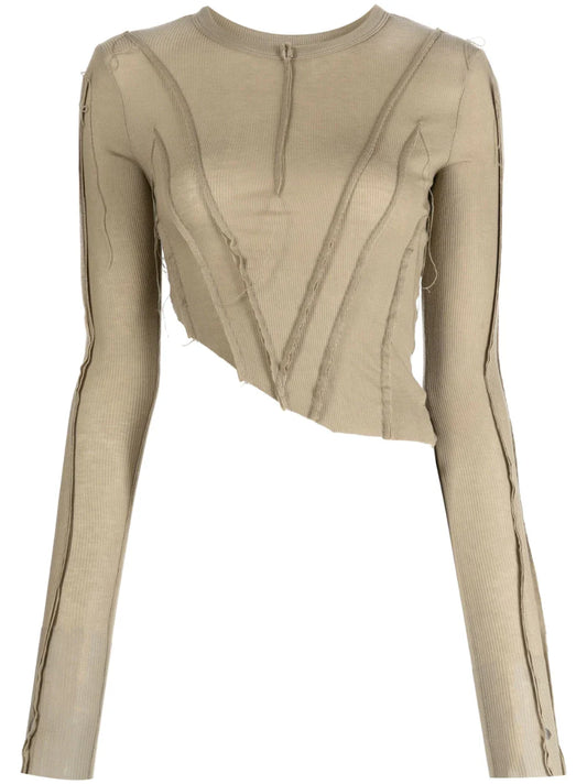 SAMI MIRO VINTAGE Asymmetric Long Sleeve T-Shirt Taupe