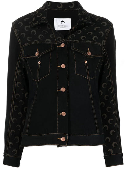 MARINE SERRE WOMEN Moon Denim Semi-Fitted Jacket Black