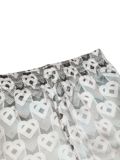 CASABLANCA Heart Monogram Silk Drawstring Shorts Grey