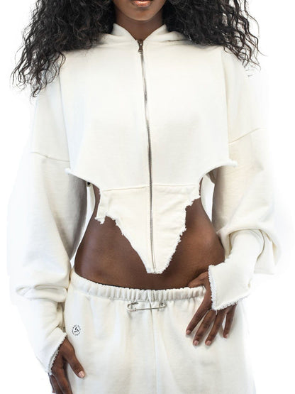 SAMI MIRO VINTAGE V-Cut Zip Up Hoodie White