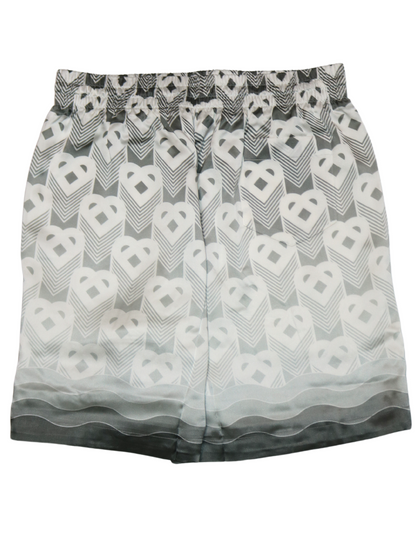 CASABLANCA Heart Monogram Silk Drawstring Shorts Grey