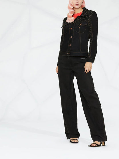 MARINE SERRE WOMEN Moon Denim Semi-Fitted Jacket Black