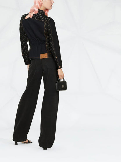 MARINE SERRE WOMEN Moon Denim Semi-Fitted Jacket Black