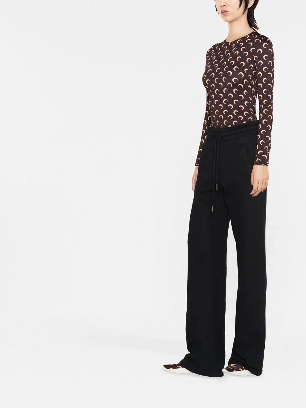 MARINE SERRE Crescent Moon-print T-shirt Brown