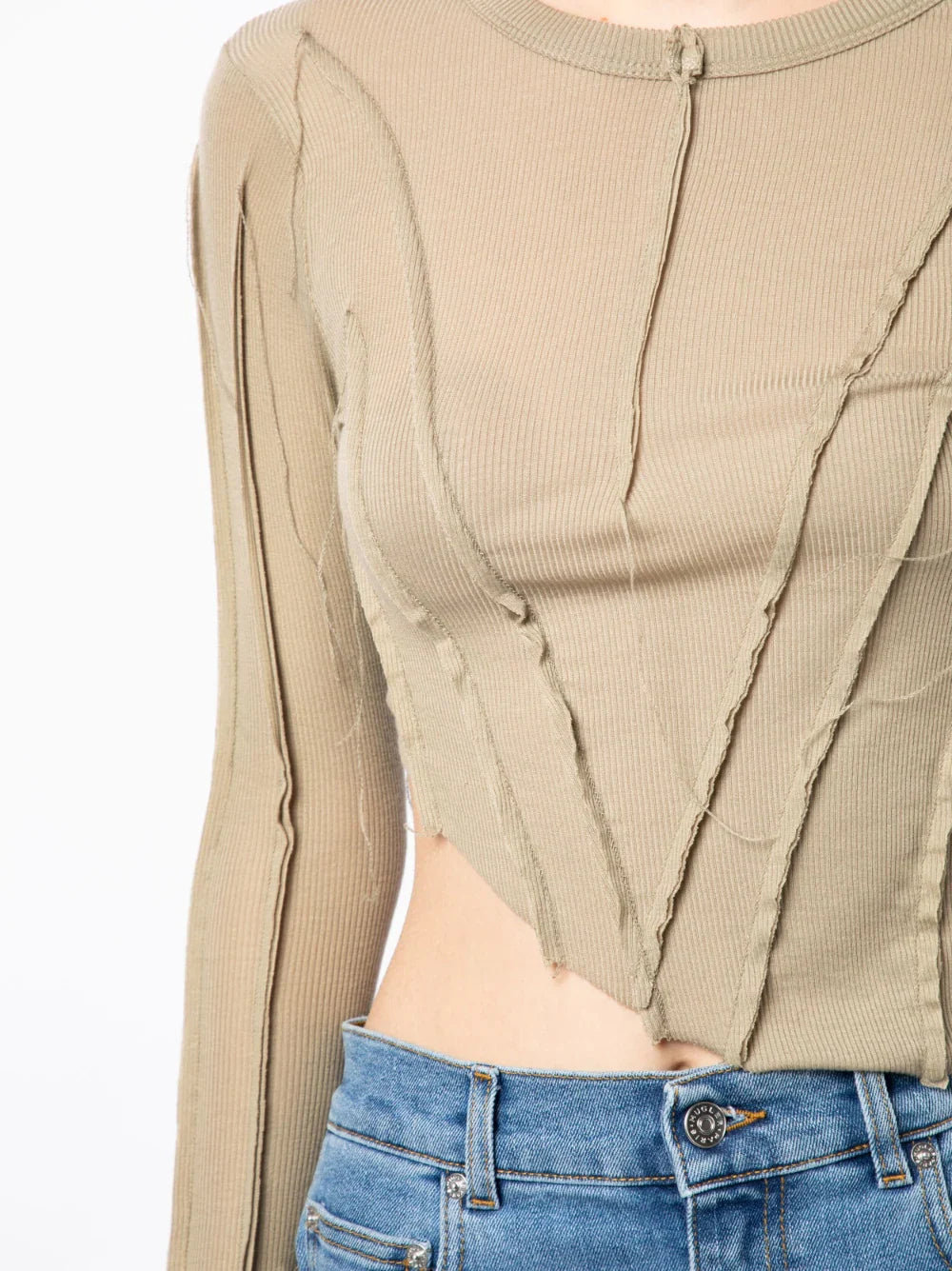 SAMI MIRO VINTAGE Asymmetric Long Sleeve T-Shirt Taupe