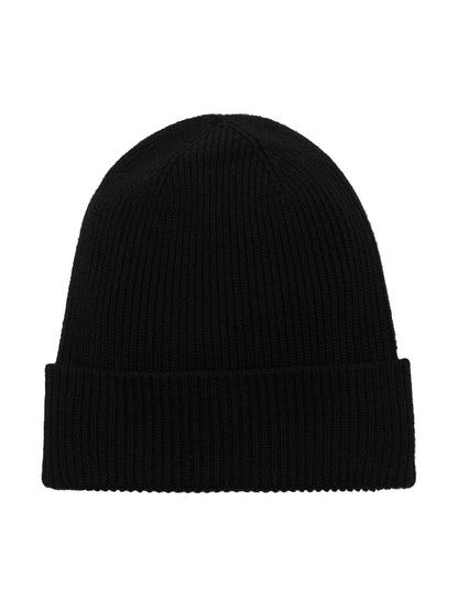 MONCLER Logo Patch Knitted Wool Beanie Black