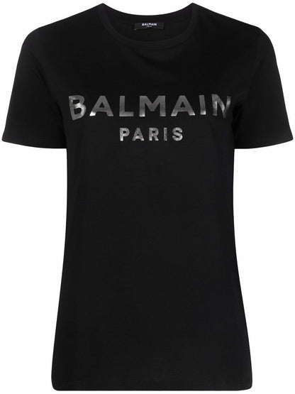 Balmain foiled logo-print cotton T-shirt
