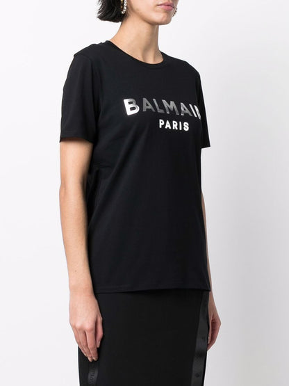 Balmain foiled logo-print cotton T-shirt